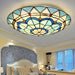 Ceiling Light Tiffany Glass Flush Mount in Blue | Olivra