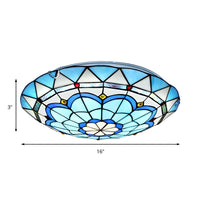 Ceiling Light Tiffany Glass Flush Mount in Blue | Olivra