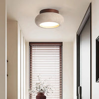 Ceiling Light Travertine Stone Wooden Base Modern Interior | Cairns
