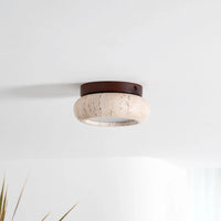 Ceiling Light Travertine Stone Wooden Base Modern Interior | Cairns