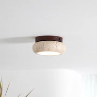 Ceiling Light Travertine Stone Wooden Base Modern Interior | Cairns