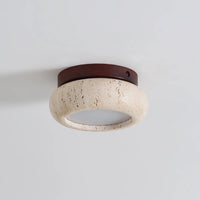 Ceiling Light Travertine Stone Wooden Base Modern Interior | Cairns
