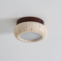 Ceiling Light Travertine Stone Wooden Base Modern Interior | Cairns