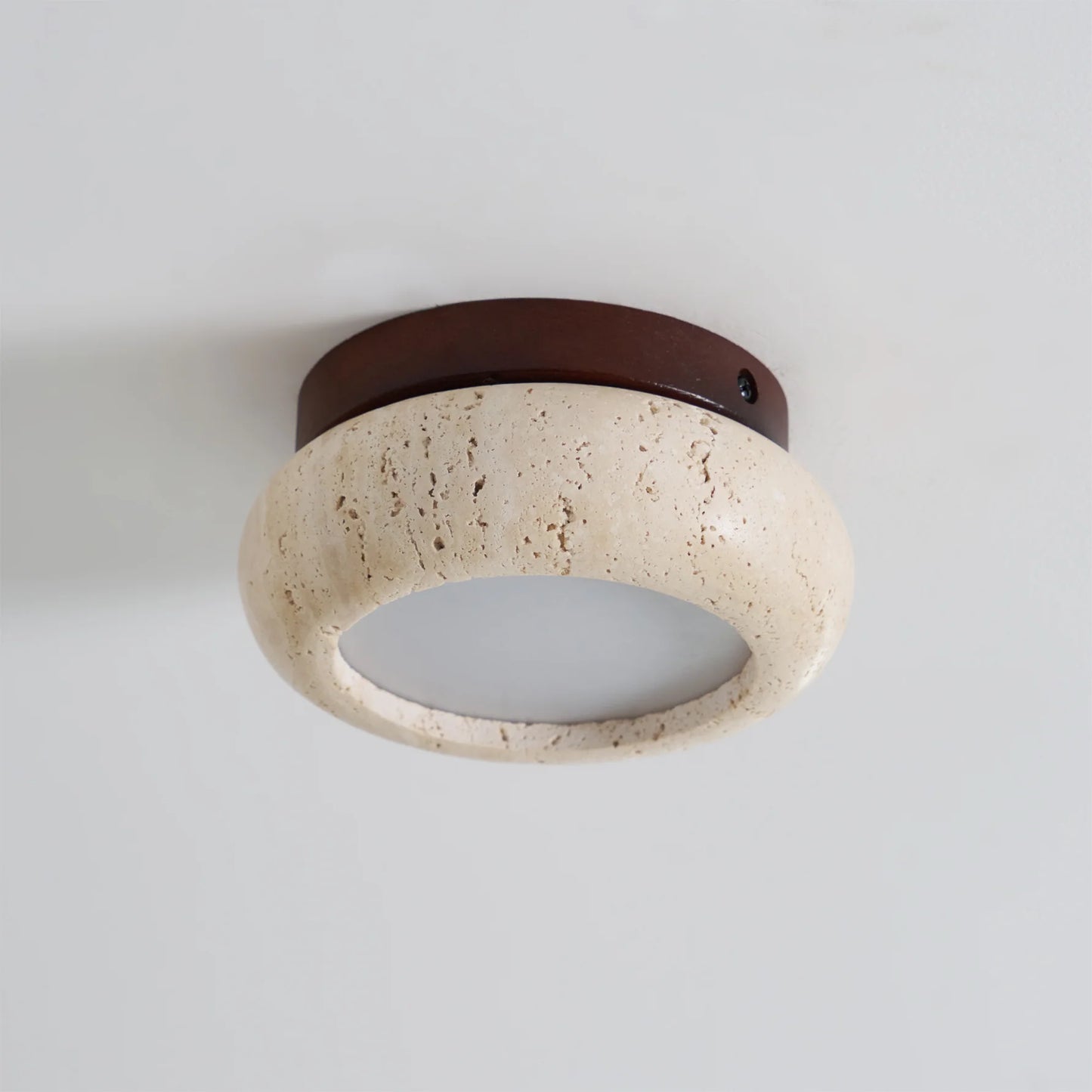 Ceiling Light Travertine Stone Wooden Base Modern Interior | Cairns