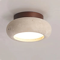 Ceiling Light Travertine Stone Wooden Base Modern Interior | Cairns