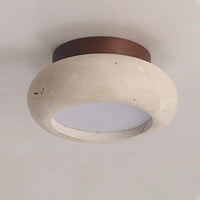 Ceiling Light Travertine Stone Wooden Base Modern Interior | Cairns