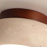 Ceiling Light Travertine Stone Wooden Base Modern Interior | Cairns