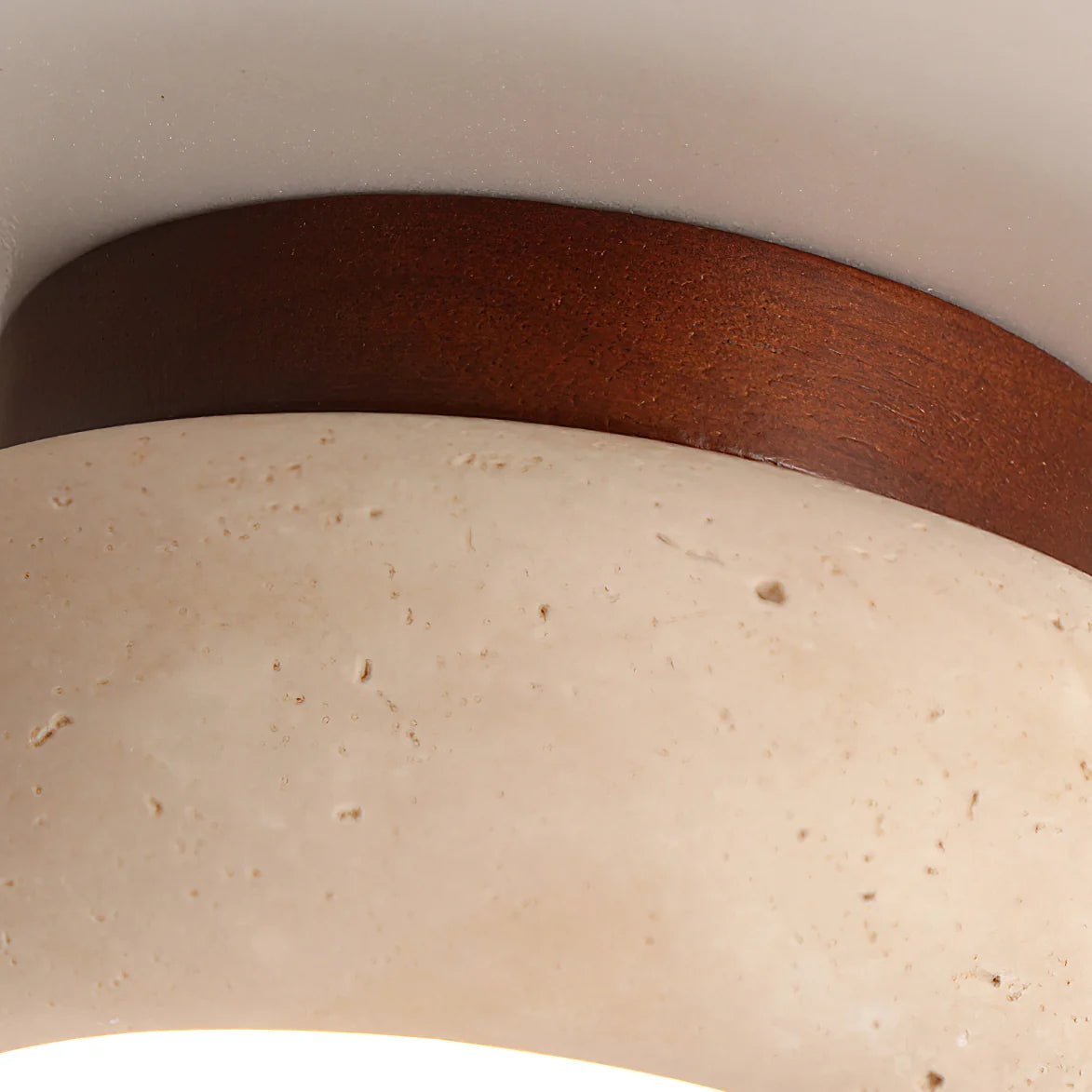 Ceiling Light Travertine Stone Wooden Base Modern Interior | Cairns