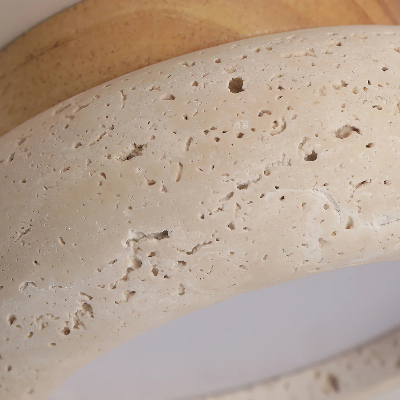 Ceiling Light Travertine Stone Wooden Base Modern Interior | Cairns