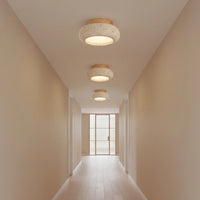 Ceiling Light Travertine Stone Wooden Base Modern Interior | Cairns