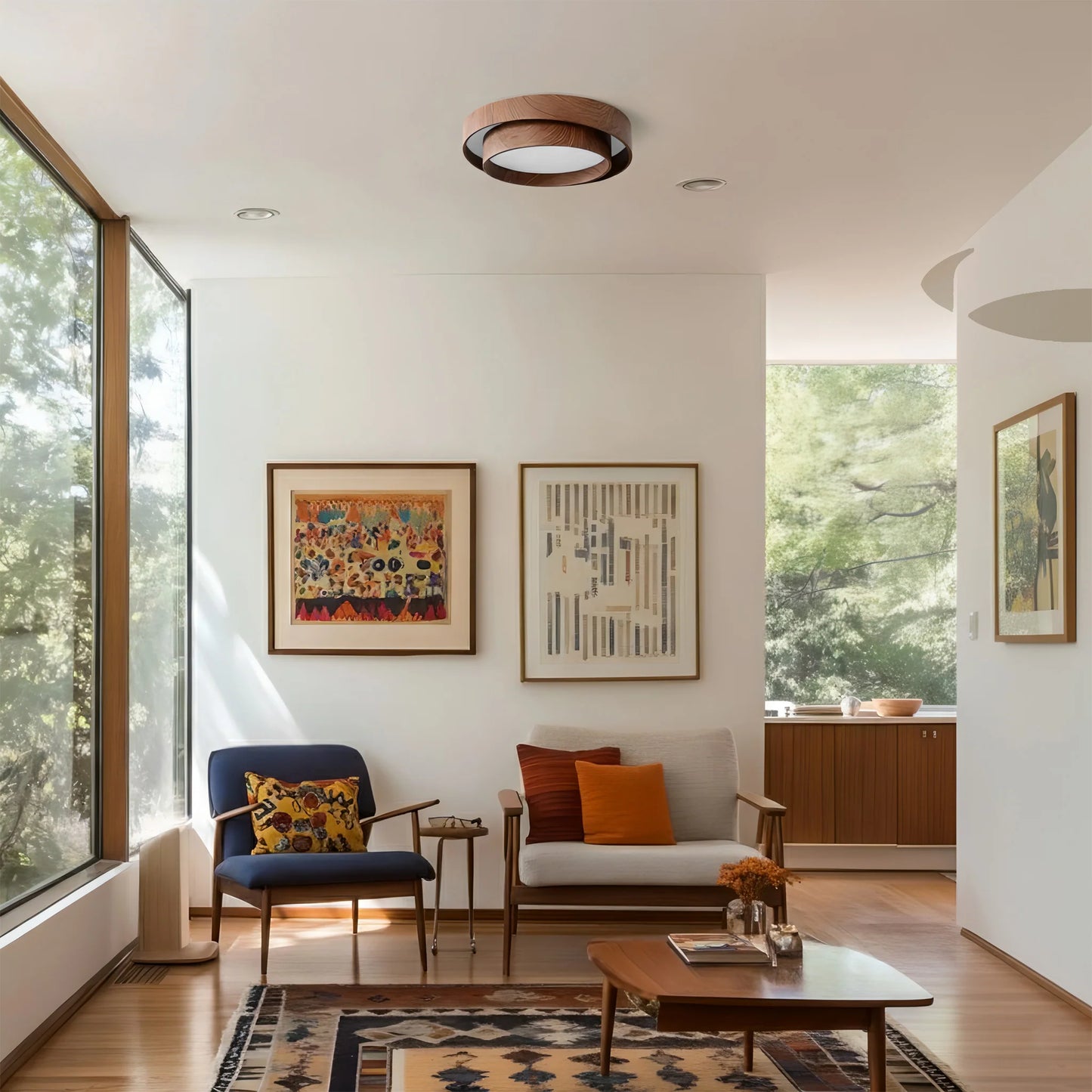 Ceiling Light Walnut Finish in Modern Style | Vaakori