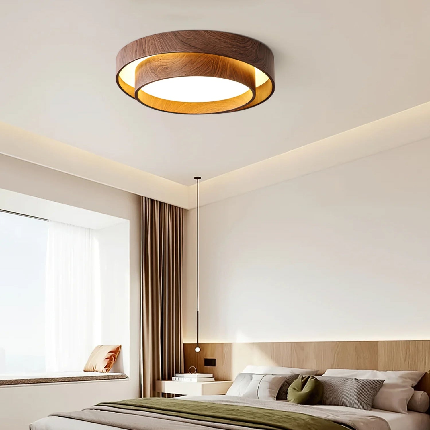 Ceiling Light Walnut Finish in Modern Style | Vaakori