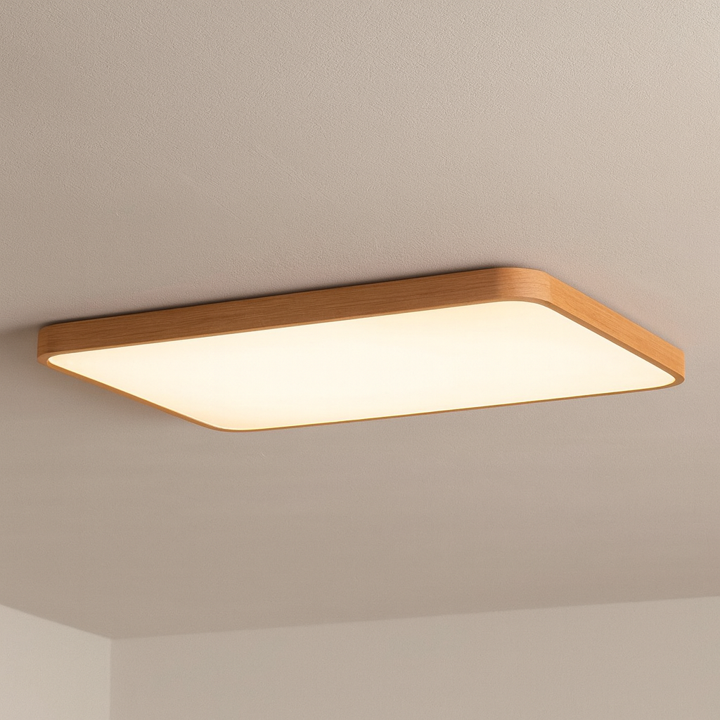Ceiling Light Wood Frame Modern Look | Rivelo