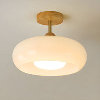 Ceiling Light Wood Glass Drum Vintage Style | Alvora