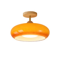 Ceiling Light Wood Glass Drum Vintage Style | Alvora
