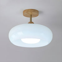 Ceiling Light Wood Glass Drum Vintage Style | Alvora