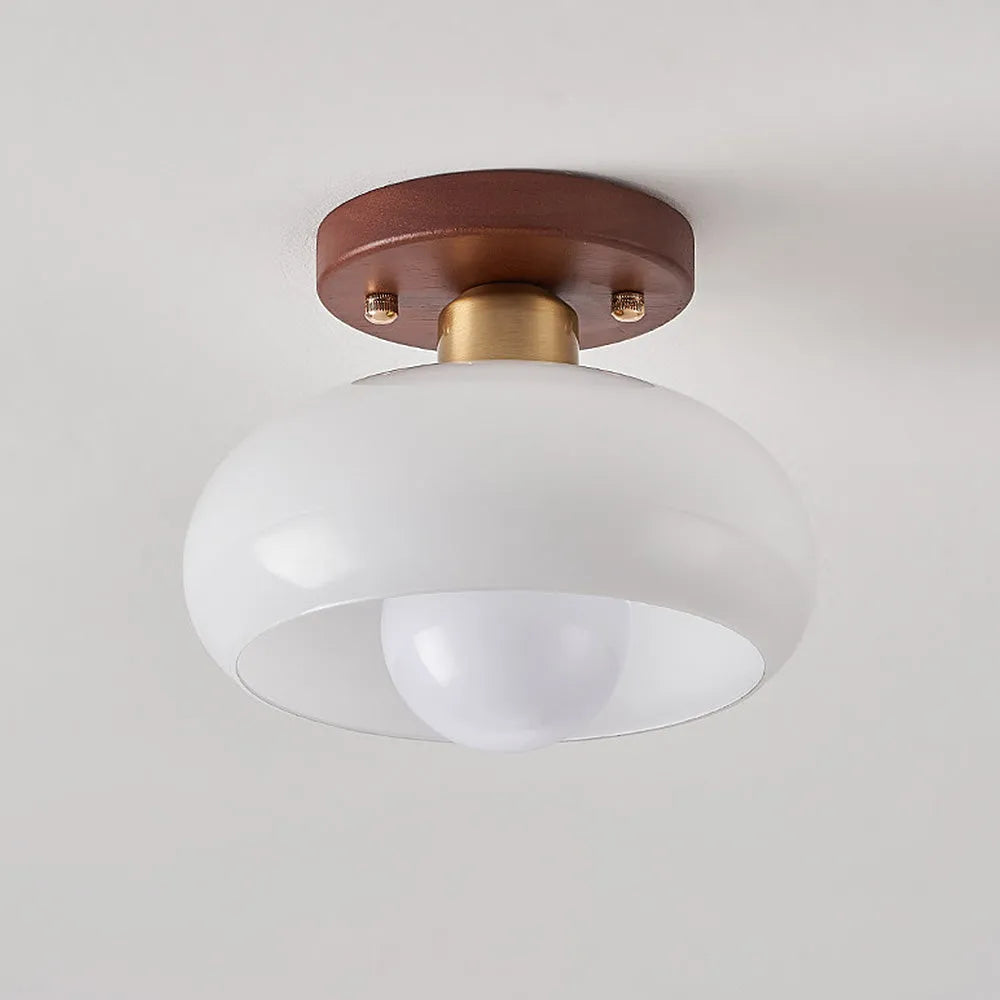 Ceiling Light Wood Glass in Vintage Style | Feranti