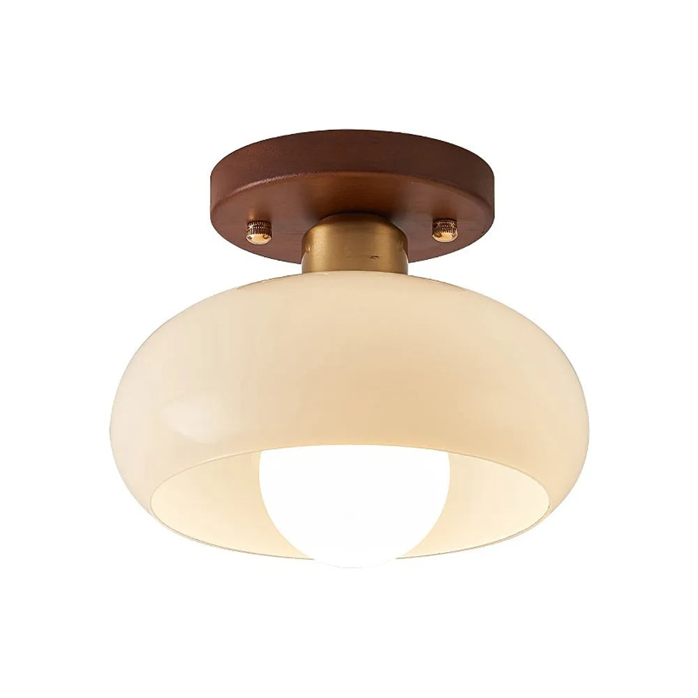 Ceiling Light Wood Glass in Vintage Style | Feranti