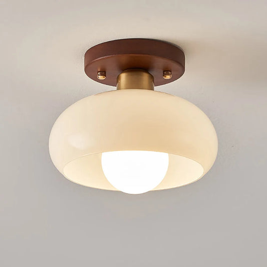 Ceiling Light Wood Glass in Vintage Style | Feranti