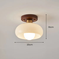 Ceiling Light Wood Glass in Vintage Style | Feranti