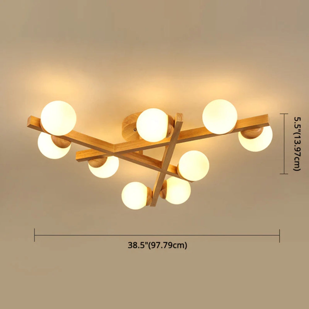 Ceiling Light Wooden Crossed Lines Modern Interior Lighting | Wolira