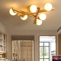 Ceiling Light Wooden Crossed Lines Modern Interior Lighting | Wolira
