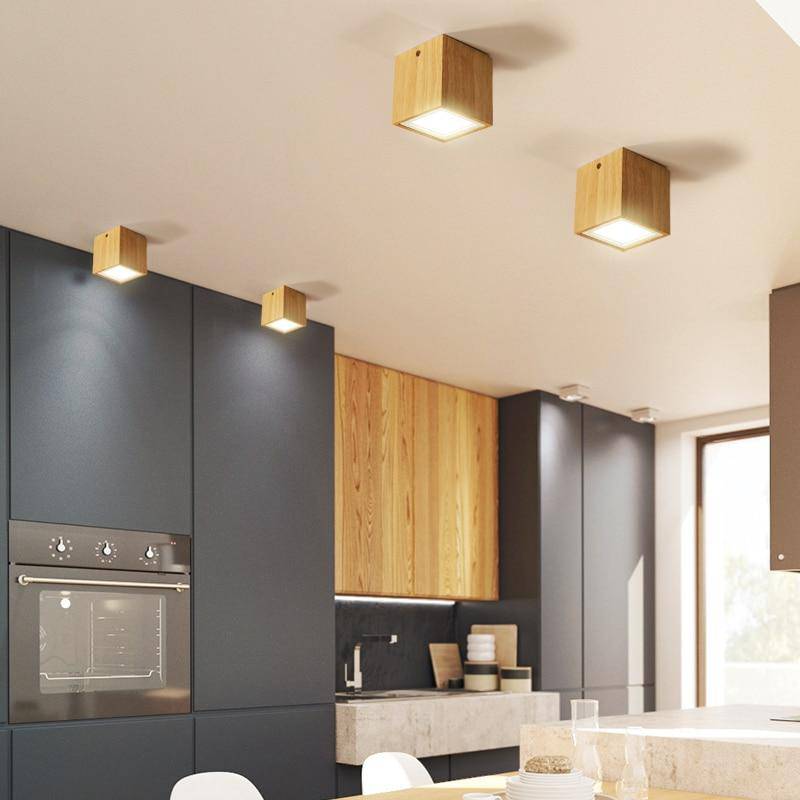Ceiling Light Wooden Cube Scandinavian Style | Nuxela