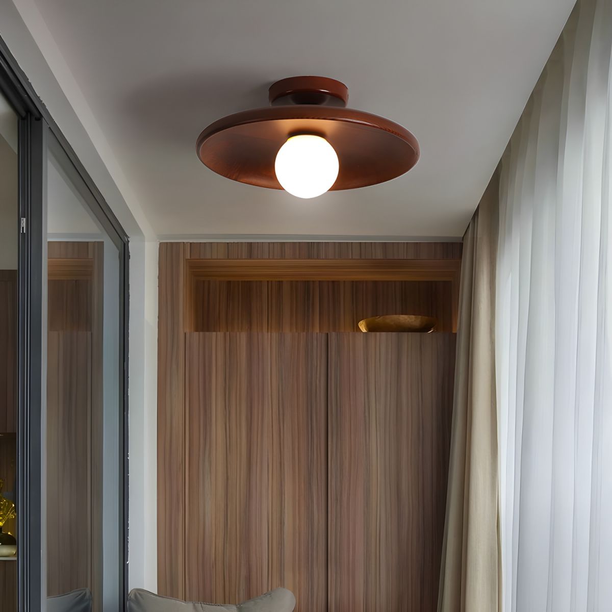 Ceiling Light Wooden Globe Flush Mount Nordic Style | Norval