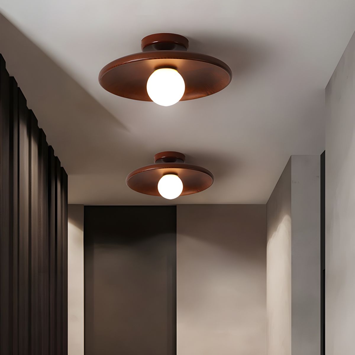 Ceiling Light Wooden Globe Flush Mount Nordic Style | Norval