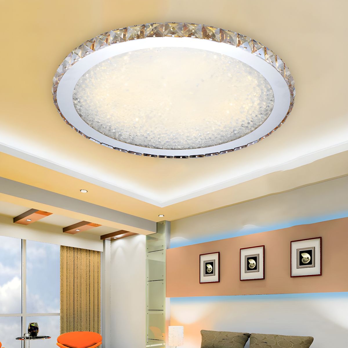 Ceiling Light with Crystal LED Modern Flush Mount | Crivona