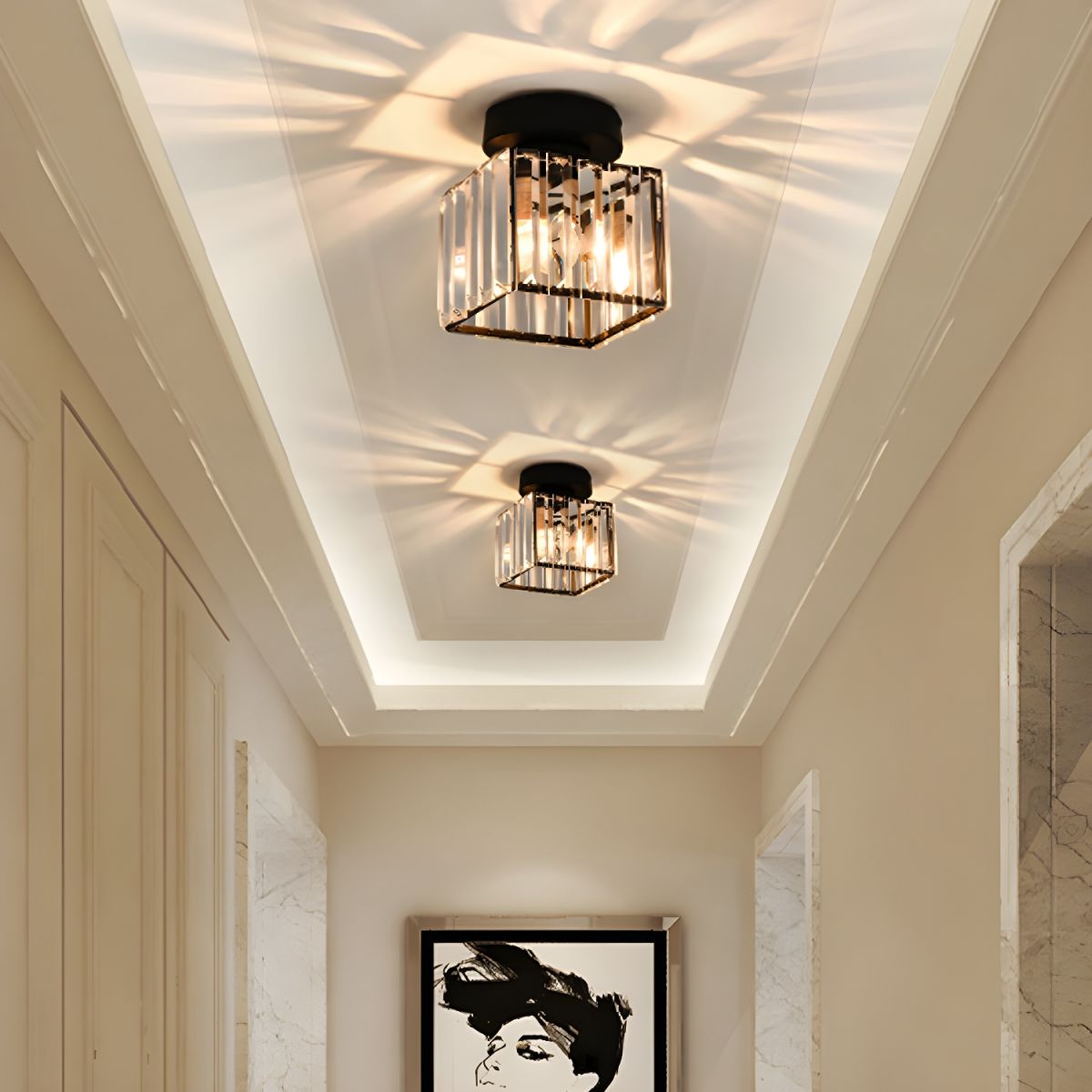 Ceiling Light with Crystal Nordic Flush Mount Design | Klyven