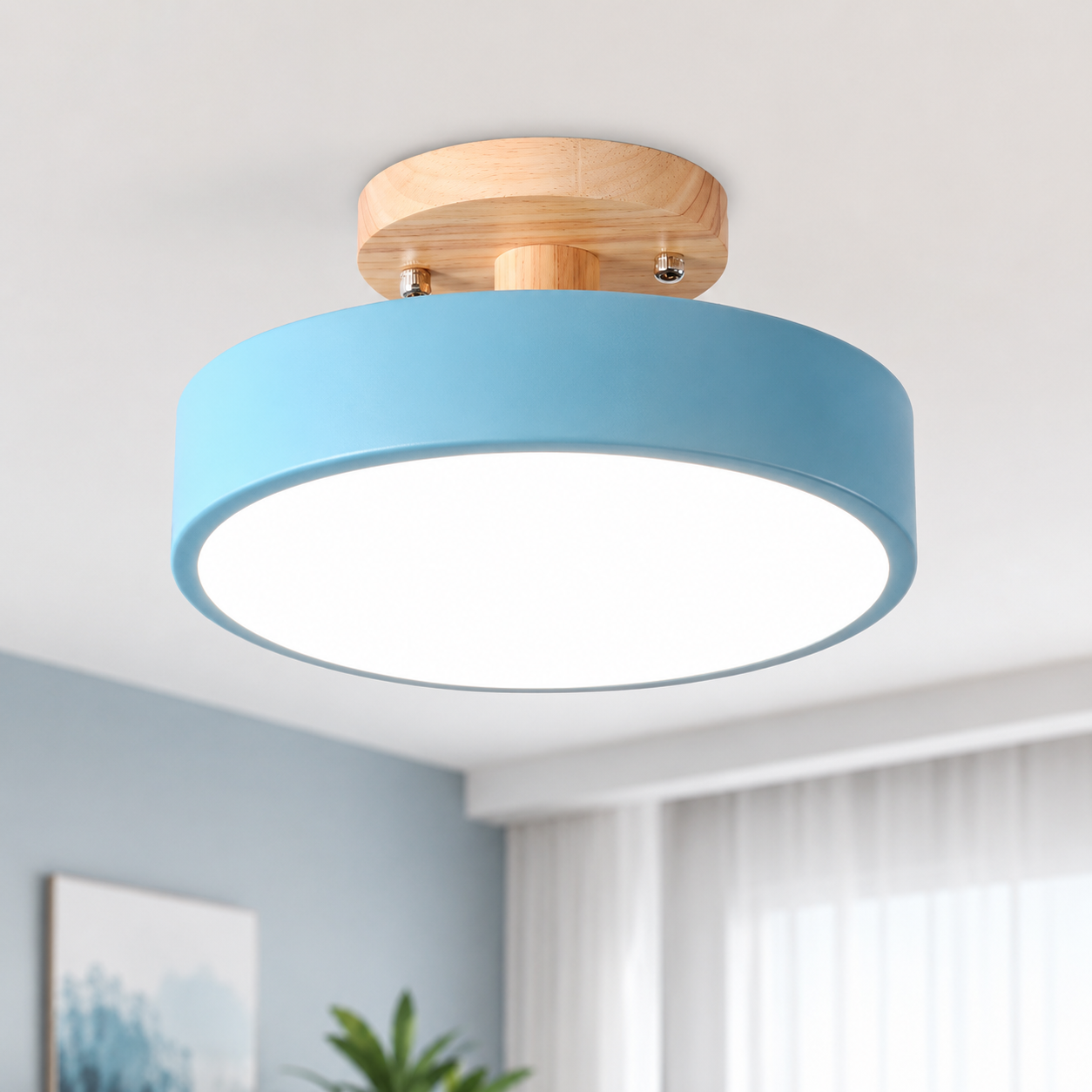 Ceiling Light with LED Nordic Style Wood Canopy | Norvyn