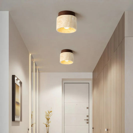 Ceiling Light with Marble Wood Japandi Design | Zuyori