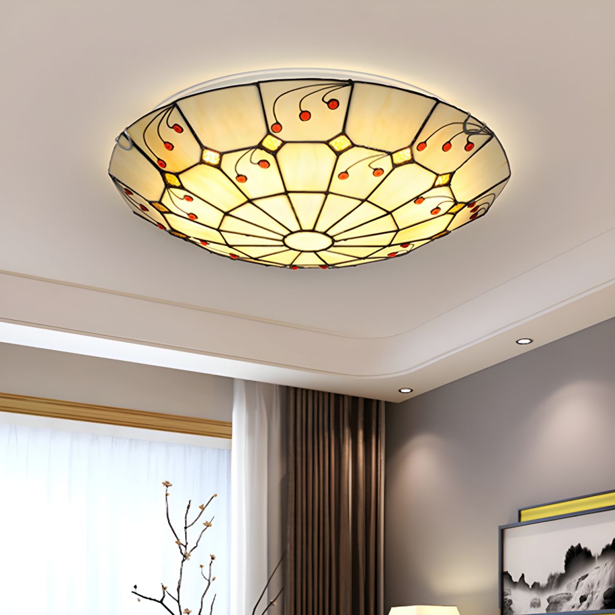 Ceiling Light with Stained Glass Tiffany Style | Beloria