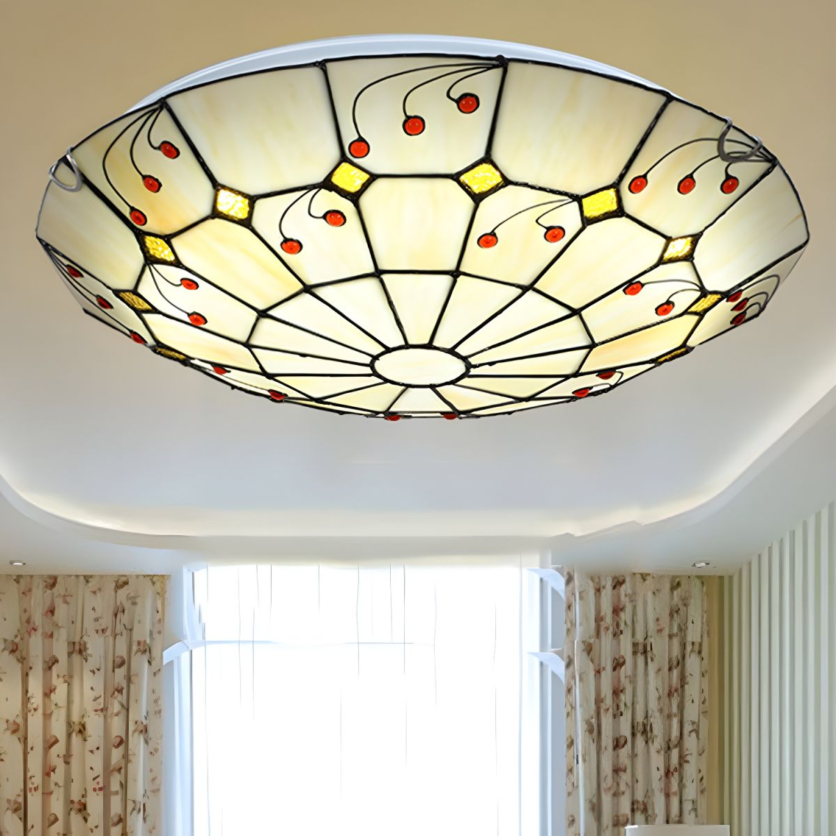 Ceiling Light with Stained Glass Tiffany Style | Beloria
