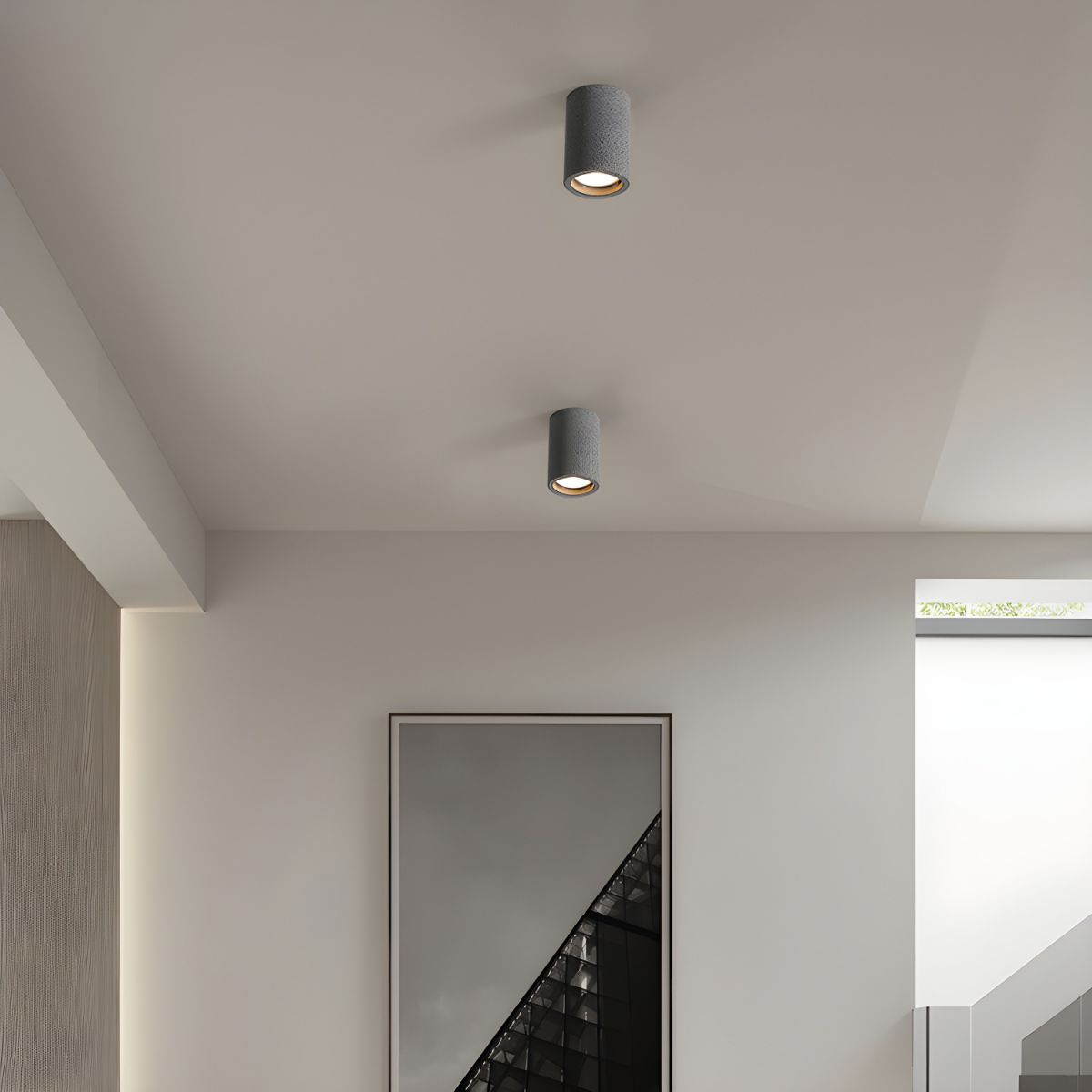 Ceiling Light with Stone Cylinder Japanese Minimalist Style | Yamori