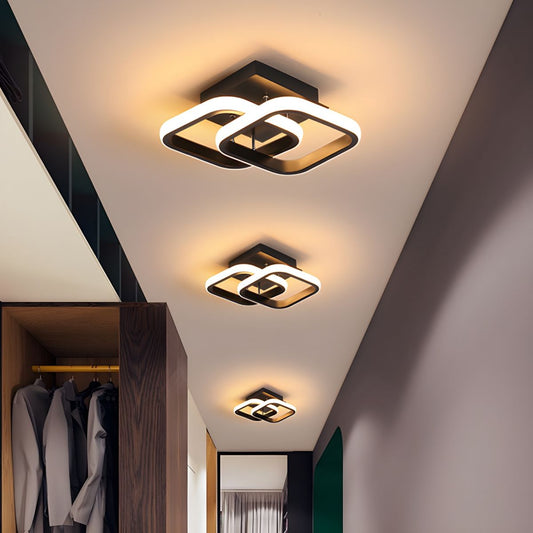 Ceiling light with LED square modern black or white metal | Zeymin