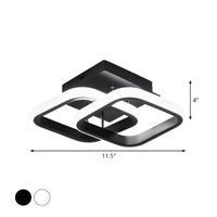 Ceiling light with LED square modern black or white metal | Zeymin