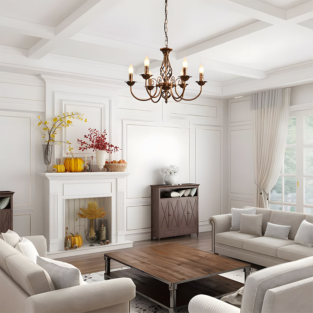 Chandelier Vintage Bronze Iron Dining Pendant | Curvani