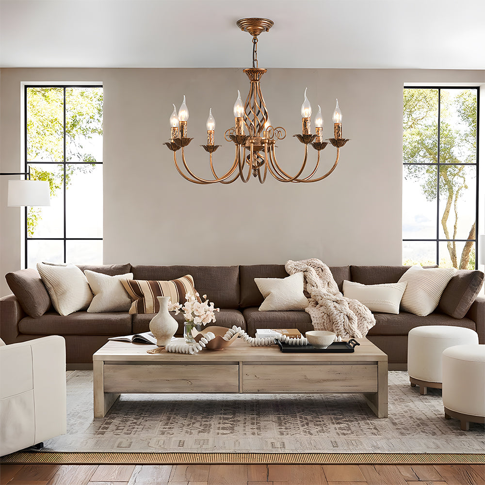 Chandelier Vintage Bronze Iron Dining Pendant | Curvani
