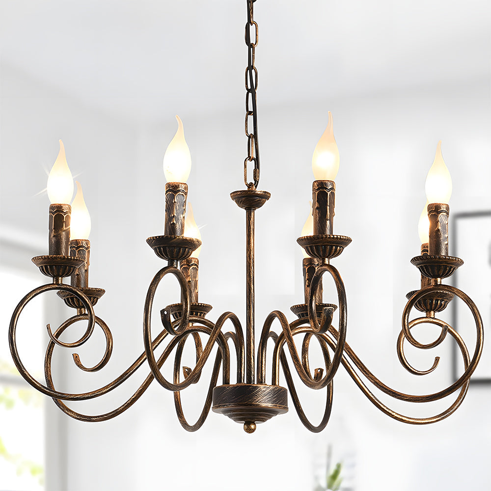 Chandelier Vintage Bronze Iron Dining Pendant | Curvani