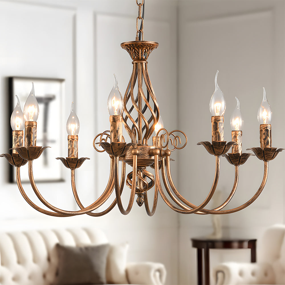 Chandelier Vintage Bronze Iron Dining Pendant | Curvani