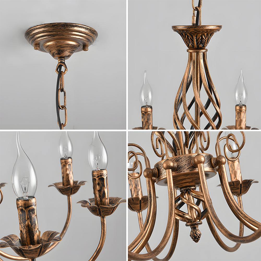 Chandelier Vintage Bronze Iron Dining Pendant | Curvani