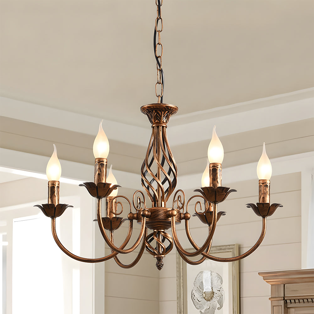 Chandelier Vintage Bronze Iron Dining Pendant | Curvani