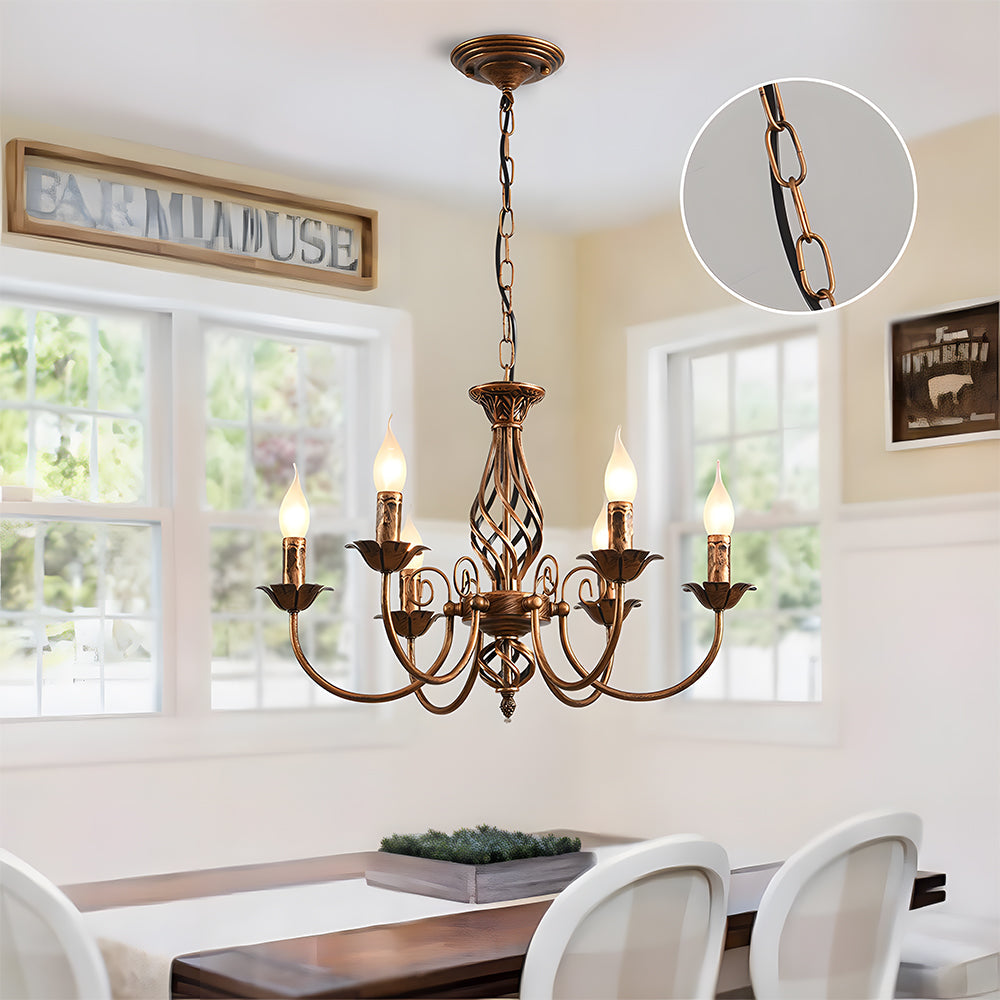 Chandelier Vintage Bronze Iron Dining Pendant | Curvani
