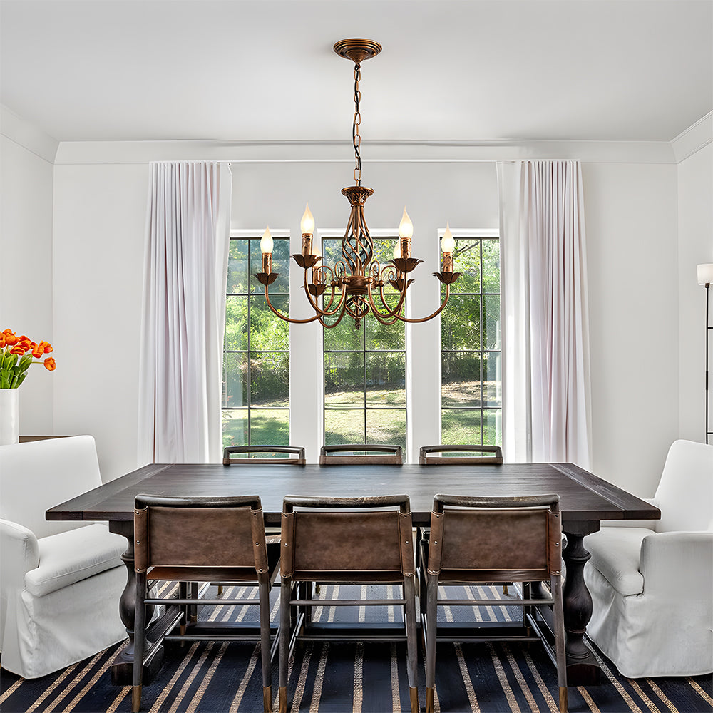 Chandelier Vintage Bronze Iron Dining Pendant | Curvani