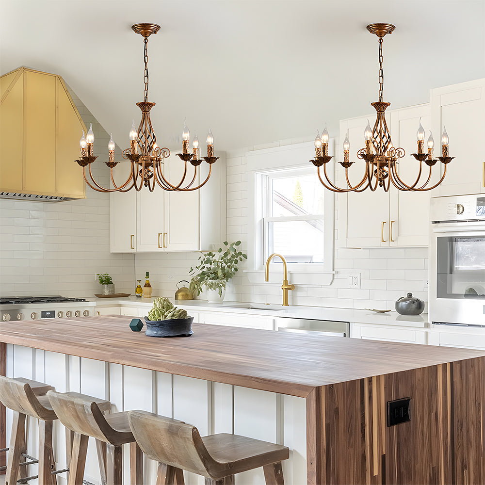 Chandelier Vintage Bronze Iron Dining Pendant | Curvani