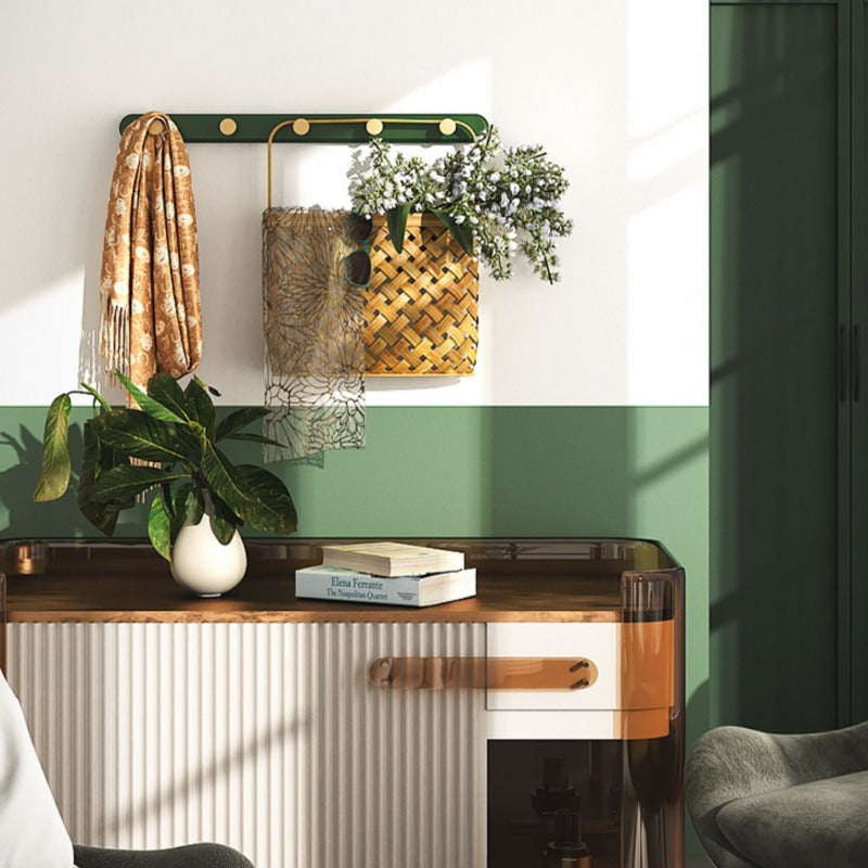 Coat Rack Vintage Green Wall Solid Wood Finish | Evarno