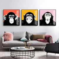 Colourful Chimpanzee Canvas Wall Art Kids Room Decor | Kidvara