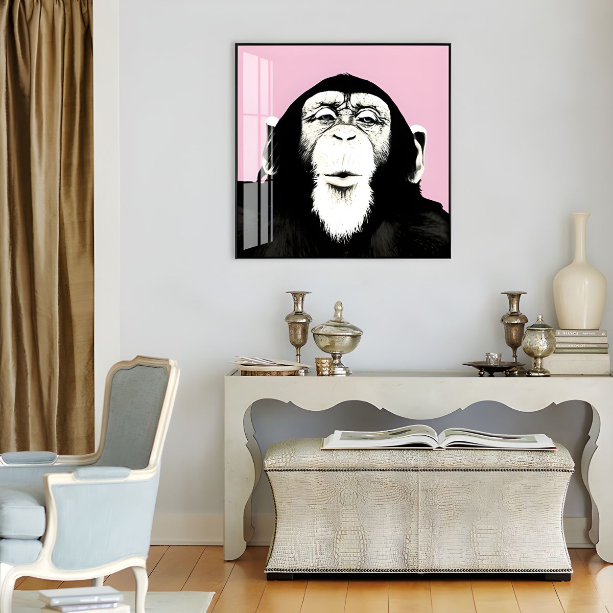 Colourful Chimpanzee Canvas Wall Art Kids Room Decor | Kidvara